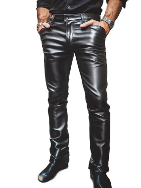 【24-hour shipping】Stylish Casual Solid Leather Pants