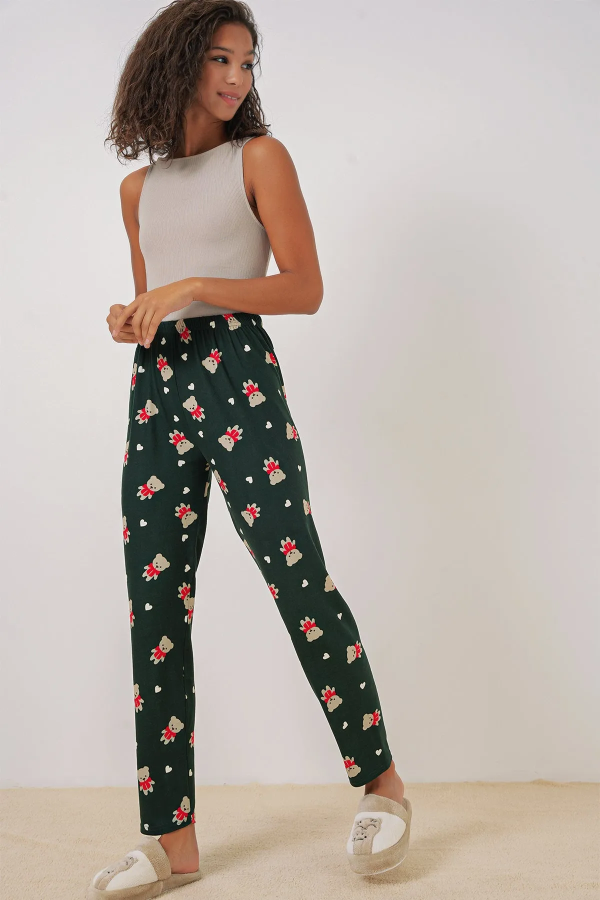 4323 desenli pijama alti