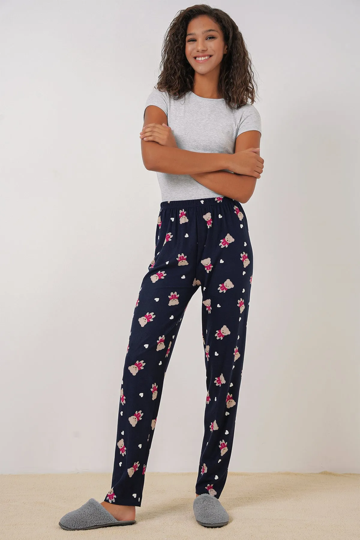 4323 desenli pijama alti