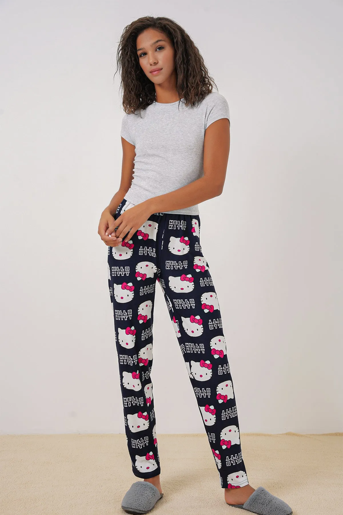 4323 desenli pijama alti