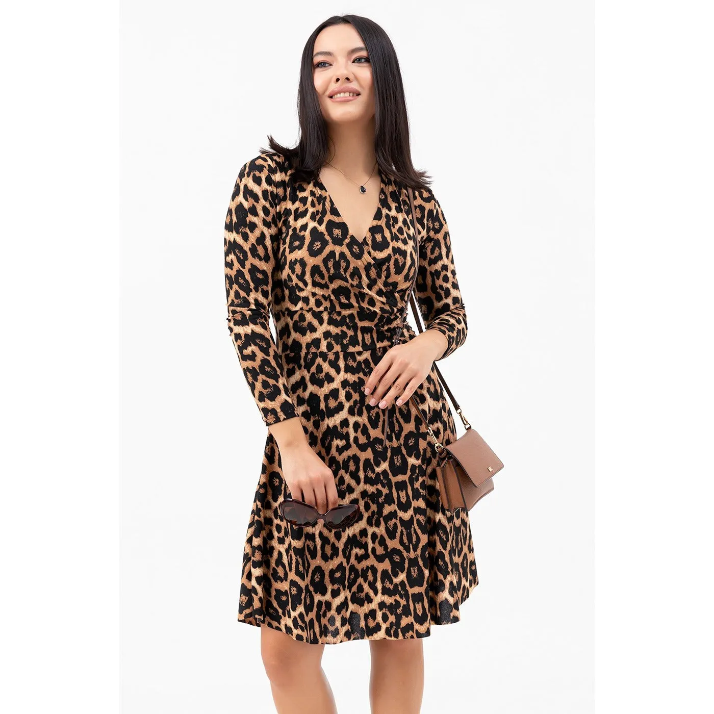 Animal print Double Breasted Patterned Dress