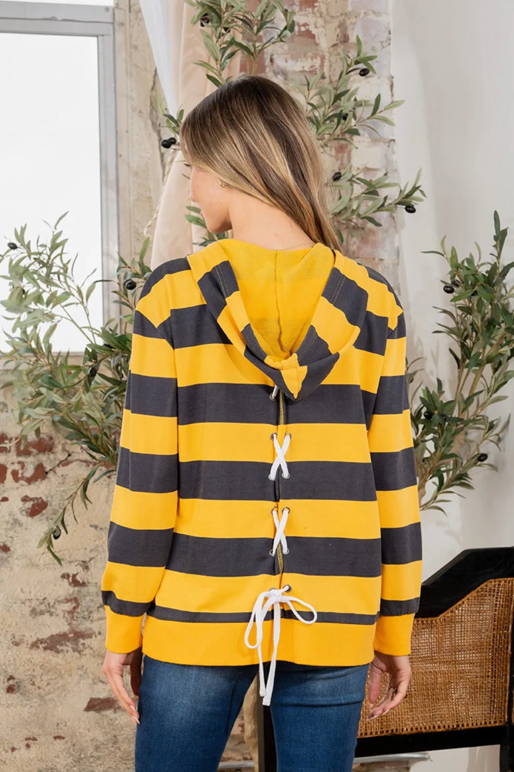 awstring Striped Long Sleeve Hoodie