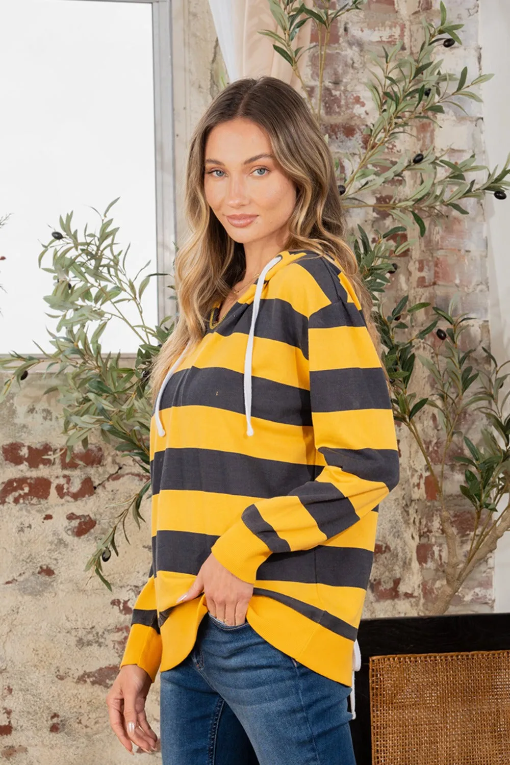 awstring Striped Long Sleeve Hoodie