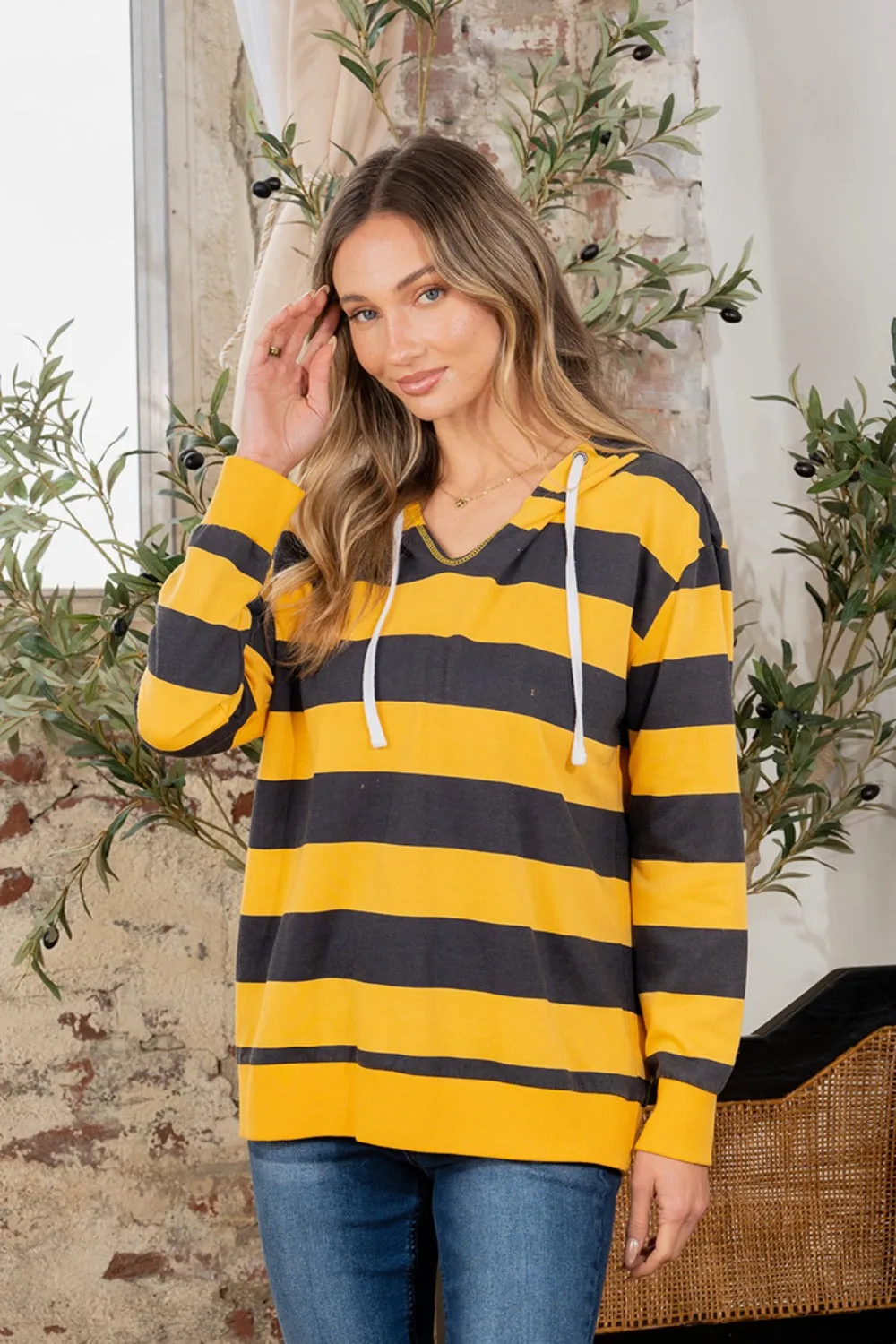 awstring Striped Long Sleeve Hoodie