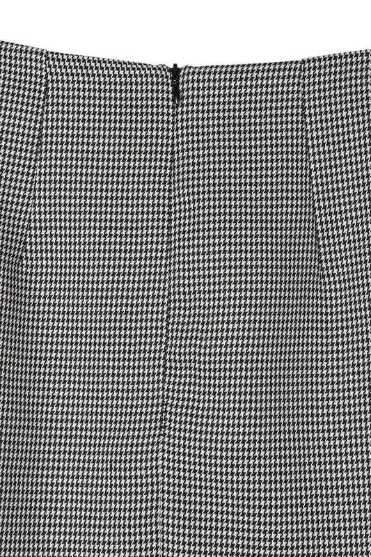 Black Hound Tooth Checkers Shirred Wrap Skirt