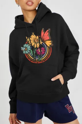 Butterfly and Flower Graphic Hoodie