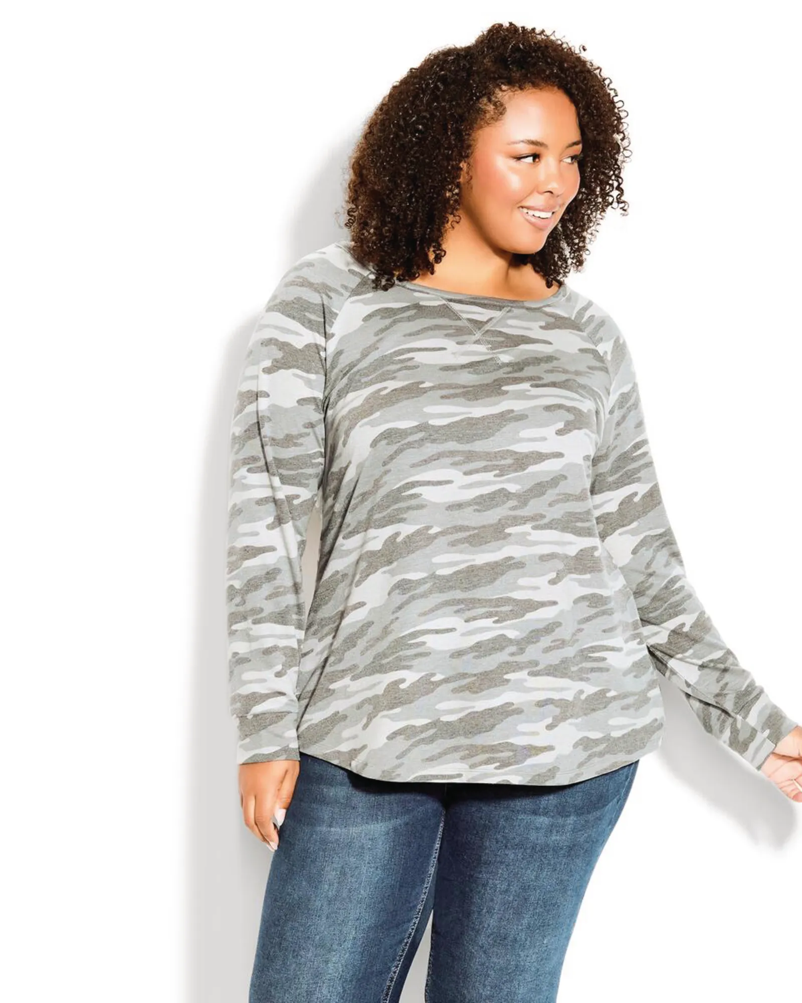 Camo Long Sleeve Tee | Light Grey / Charcoal Grey