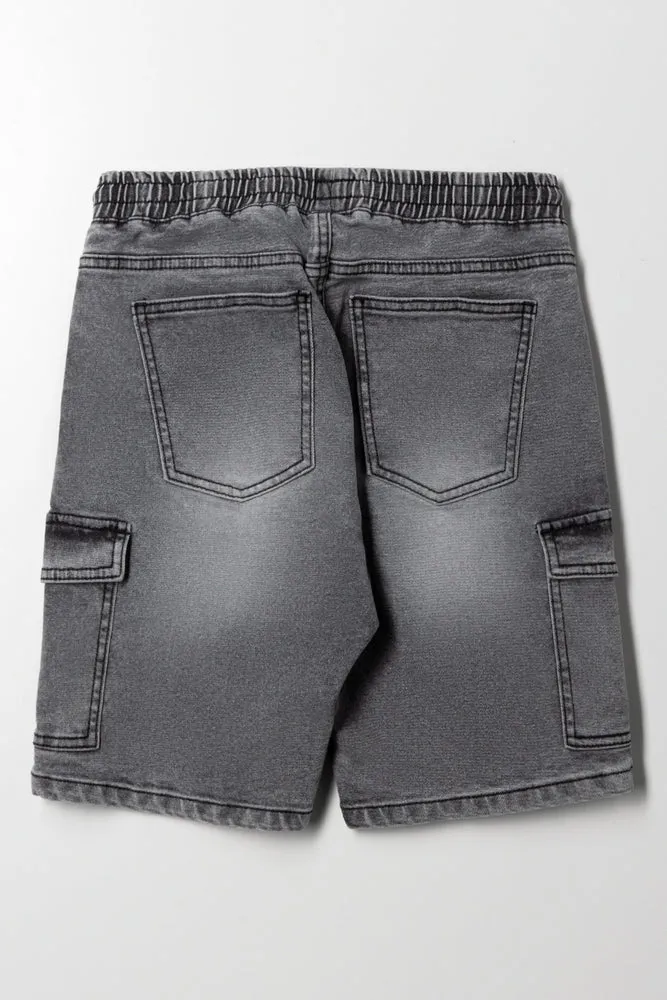 Cargo Denim Short Dark Grey