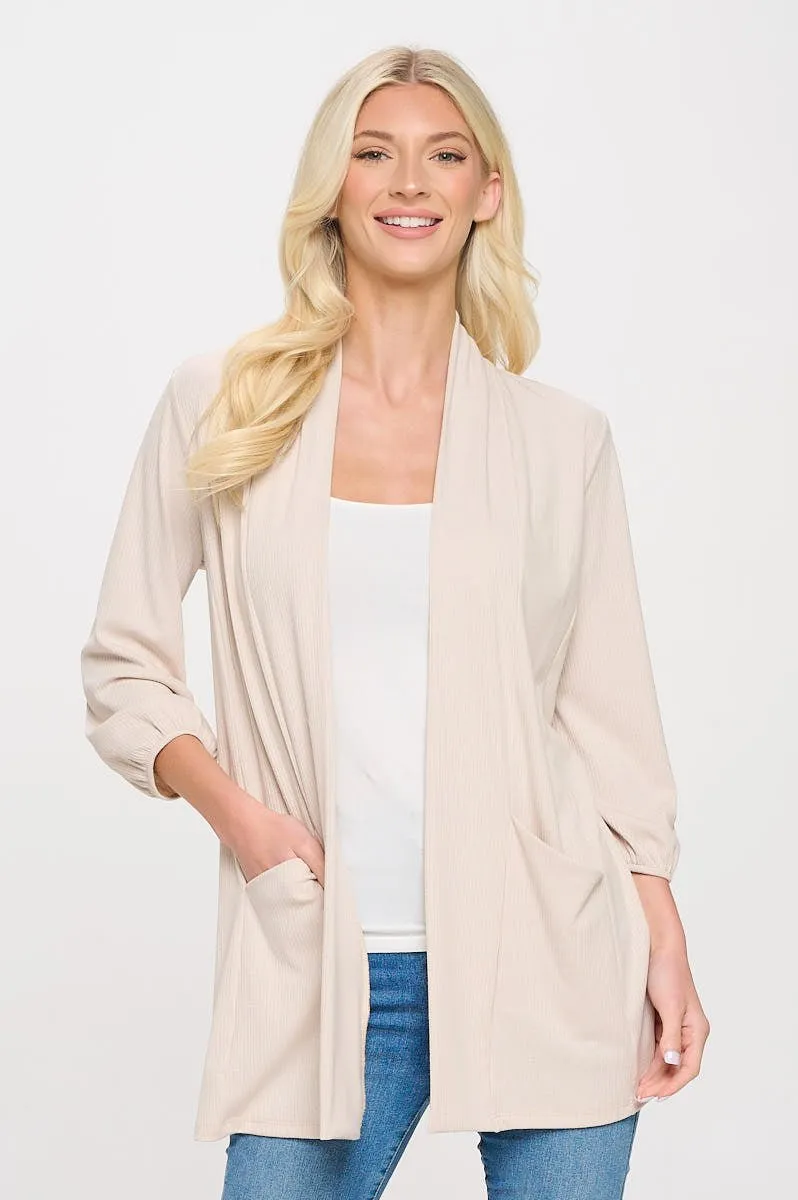 Carly Ribbed Knit Cardigan with Pockets