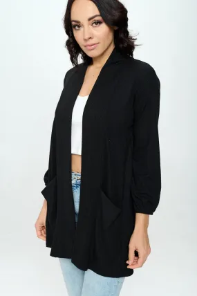 Carly Ribbed Knit Cardigan with Pockets