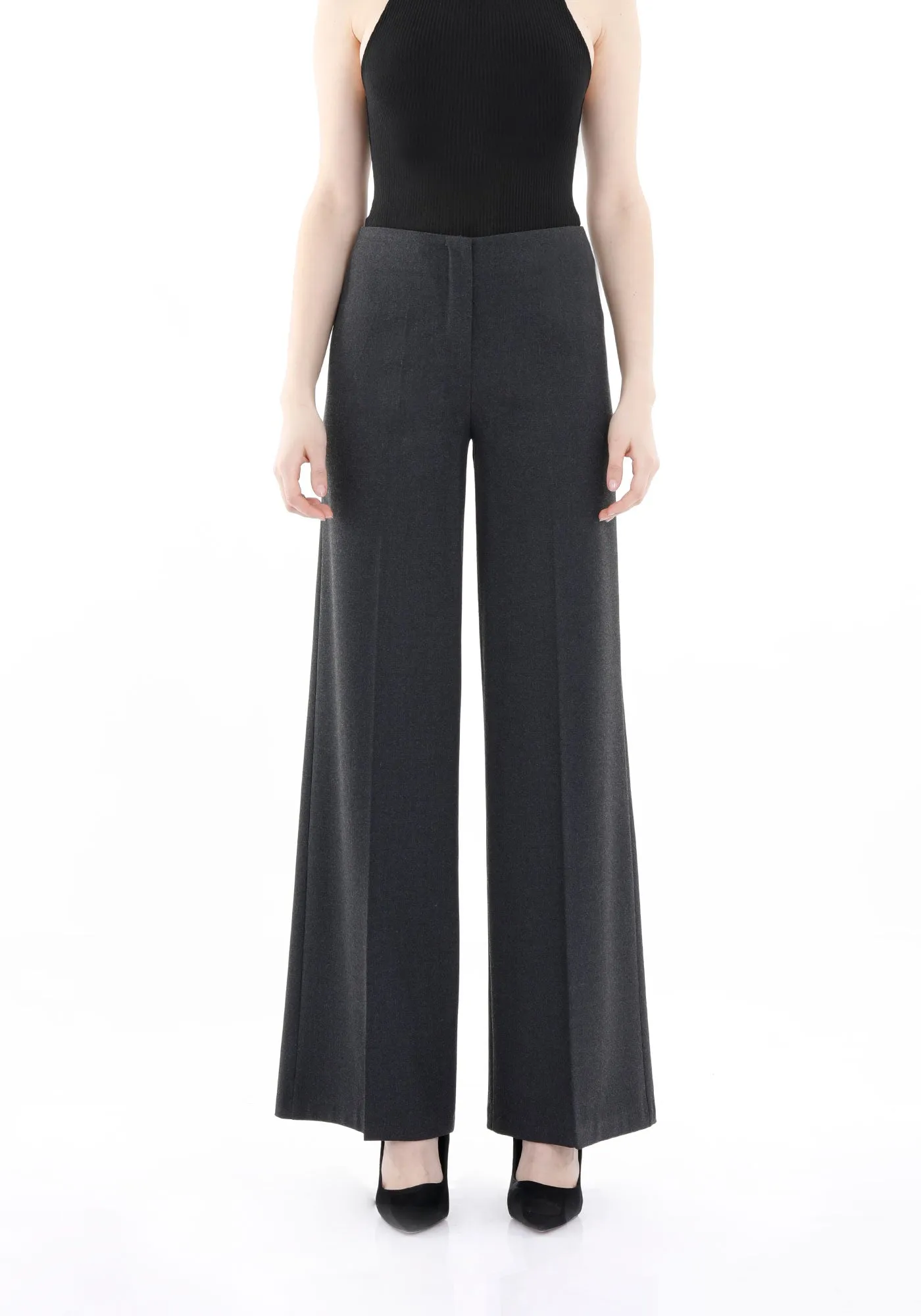 Charcoal Wide-Leg Pants for a Sleek and Stylish Look