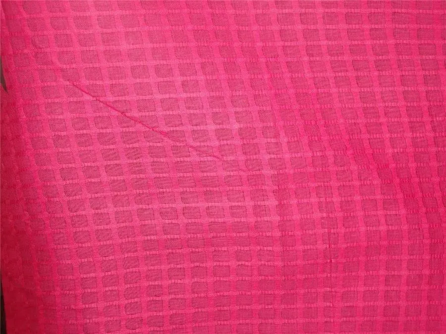 Cotton Organdy Fabric Leno Checks Design 44&quot; Lipstick Pink