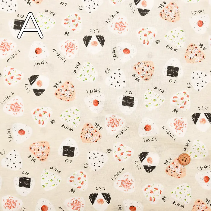 Cotton Scare Printed Fabric - Fuwari - Onigiri