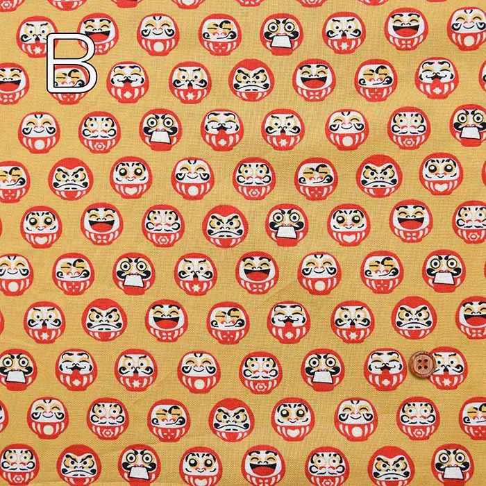 Cotton Scare Printed Fabric - Yumeiro Hyakkei Daruma