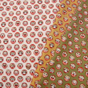 Cotton Scare Printed Fabric - Yumeiro Hyakkei Daruma