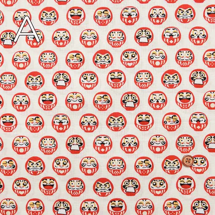 Cotton Scare Printed Fabric - Yumeiro Hyakkei Daruma