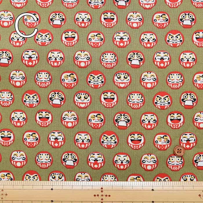 Cotton Scare Printed Fabric - Yumeiro Hyakkei Daruma