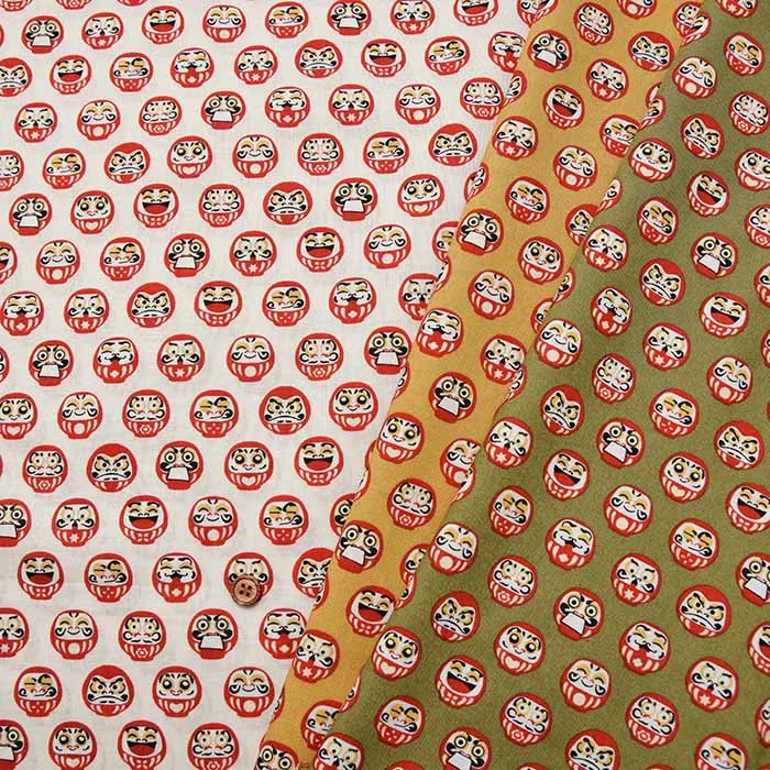 Cotton Scare Printed Fabric - Yumeiro Hyakkei Daruma