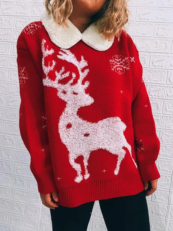 Cozy Holiday Patchwork Christmas Sweater for Women - Festive Knit Jumper