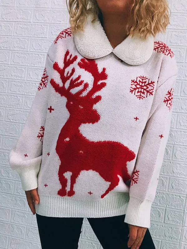 Cozy Holiday Patchwork Christmas Sweater for Women - Festive Knit Jumper