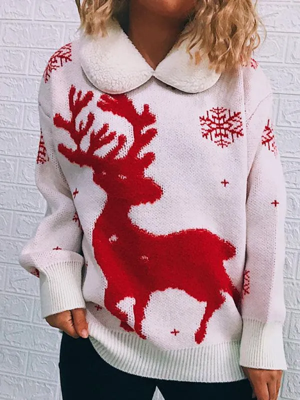 Cozy Holiday Patchwork Christmas Sweater for Women - Festive Knit Jumper