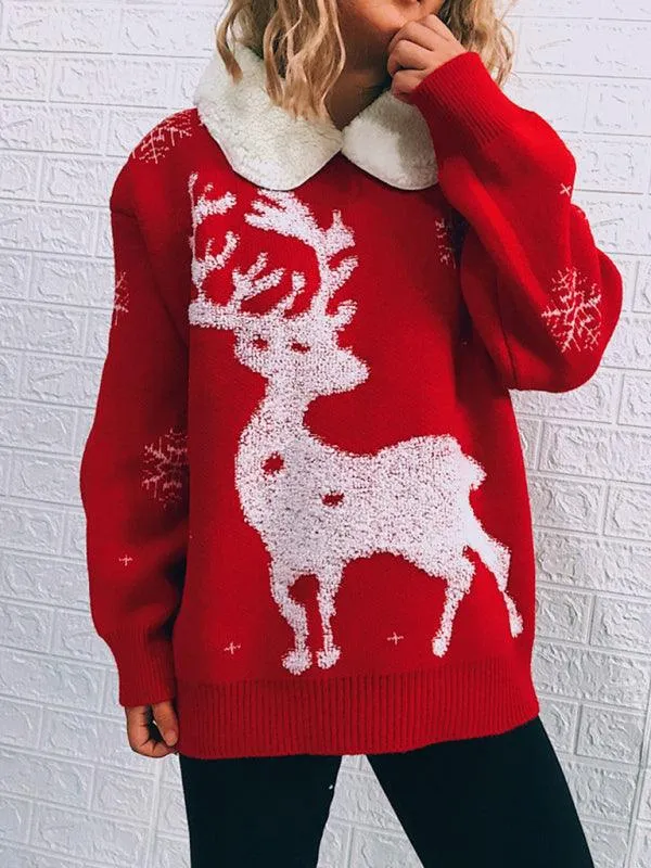 Cozy Holiday Patchwork Christmas Sweater for Women - Festive Knit Jumper