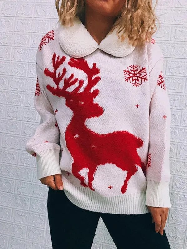 Cozy Holiday Patchwork Christmas Sweater for Women - Festive Knit Jumper