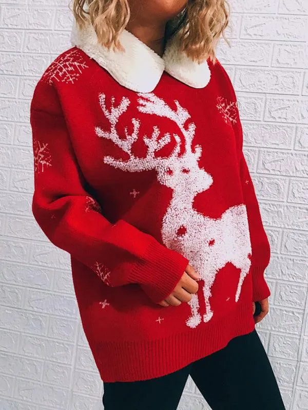 Cozy Holiday Patchwork Christmas Sweater for Women - Festive Knit Jumper