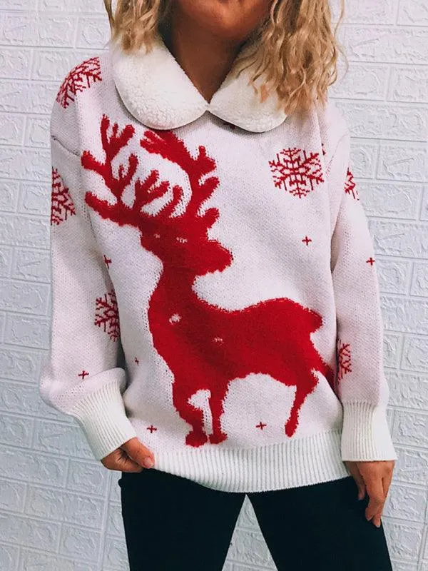 Cozy Holiday Patchwork Christmas Sweater for Women - Festive Knit Jumper