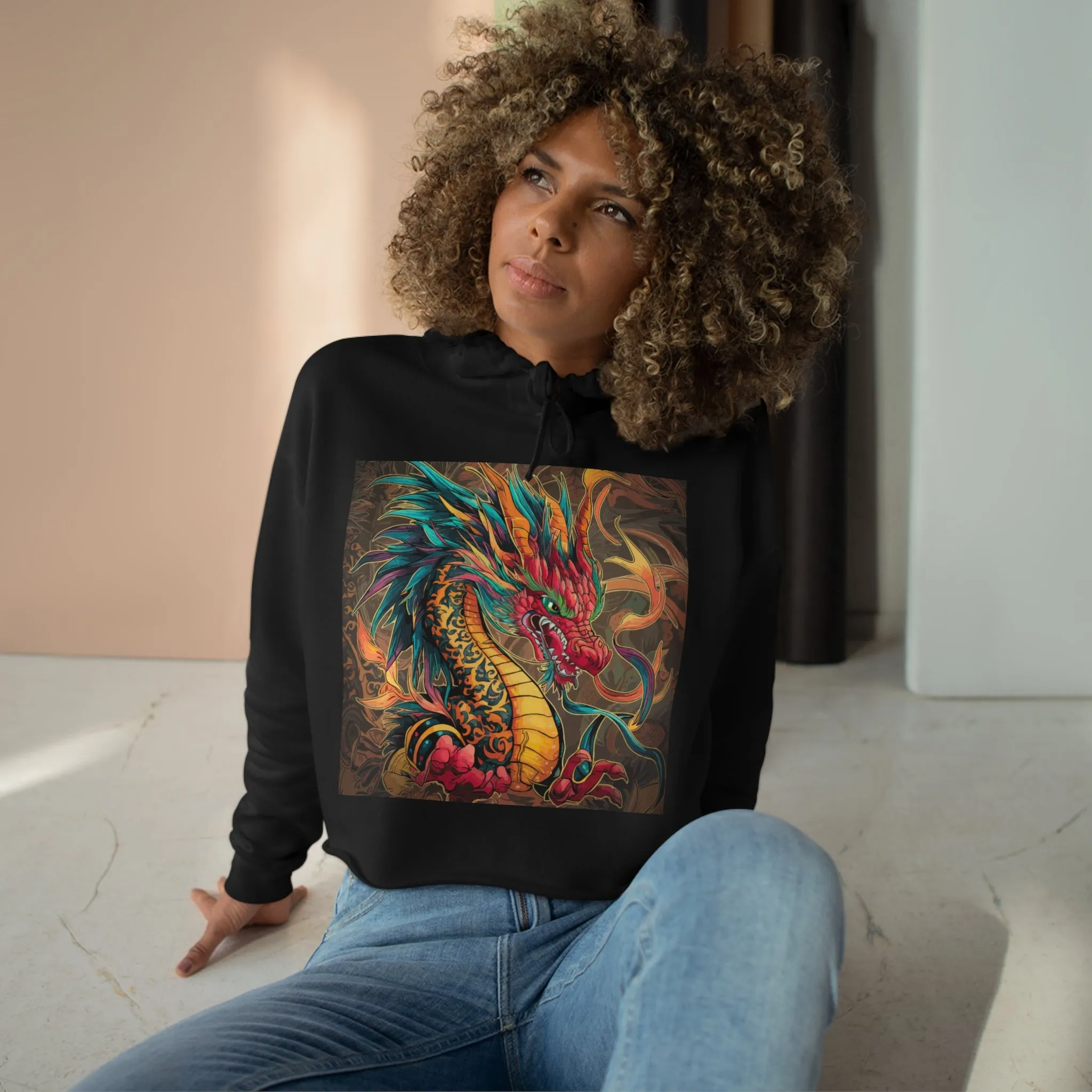 Crop Hoodie - Fire Dragon