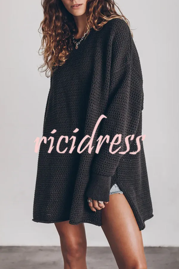 Cup of Cozy Knit Oversized Slit Side Sweater