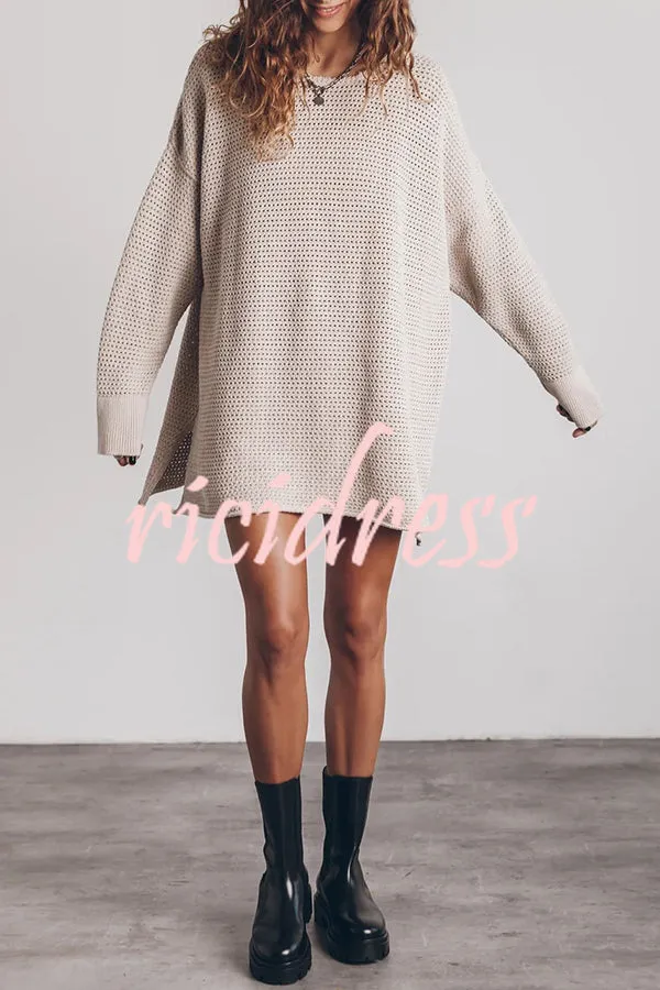 Cup of Cozy Knit Oversized Slit Side Sweater