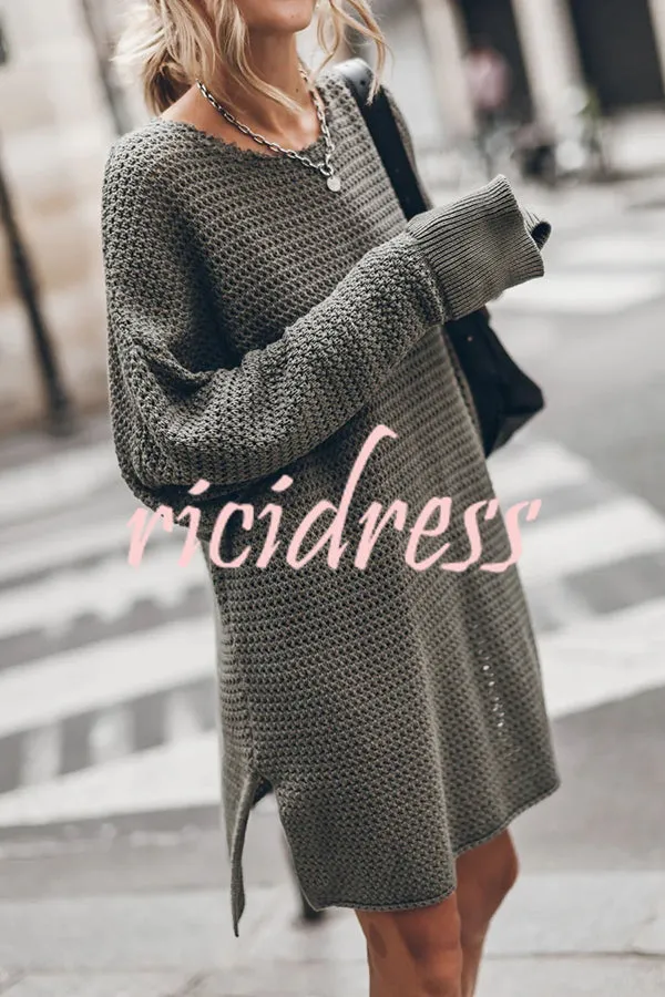 Cup of Cozy Knit Oversized Slit Side Sweater