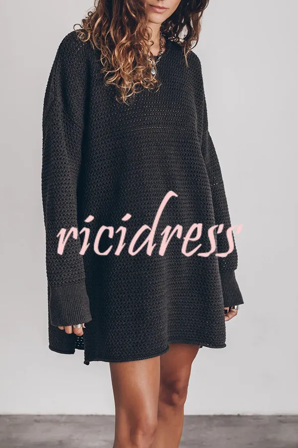 Cup of Cozy Knit Oversized Slit Side Sweater