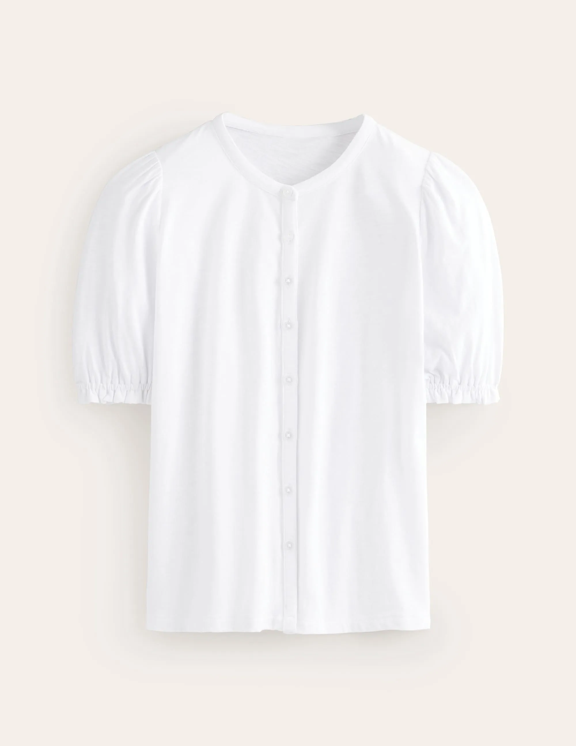 Dolly Puff Sleeve Jersey Shirt-White