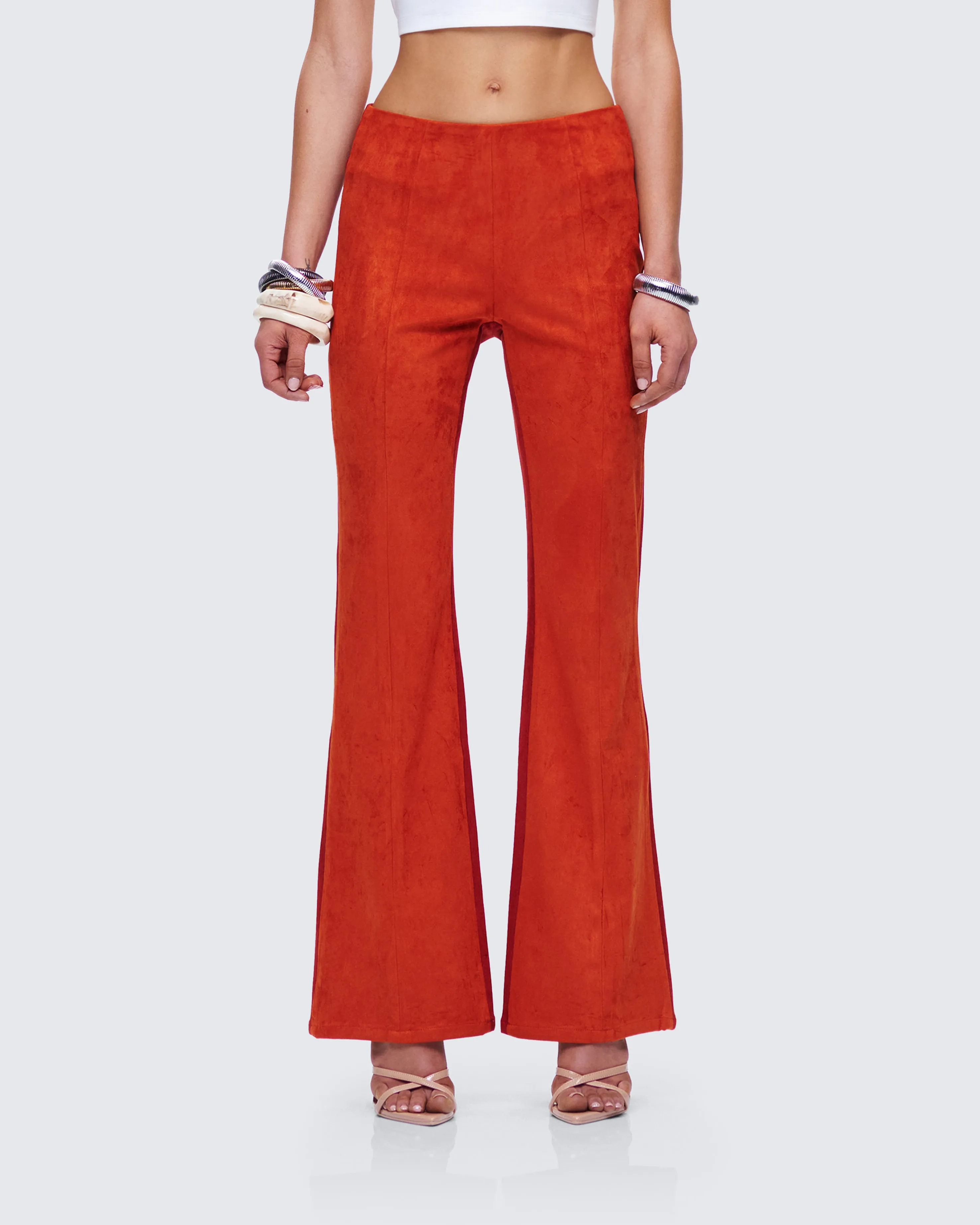 Emi Two Tone Orange Faux Suede Pant