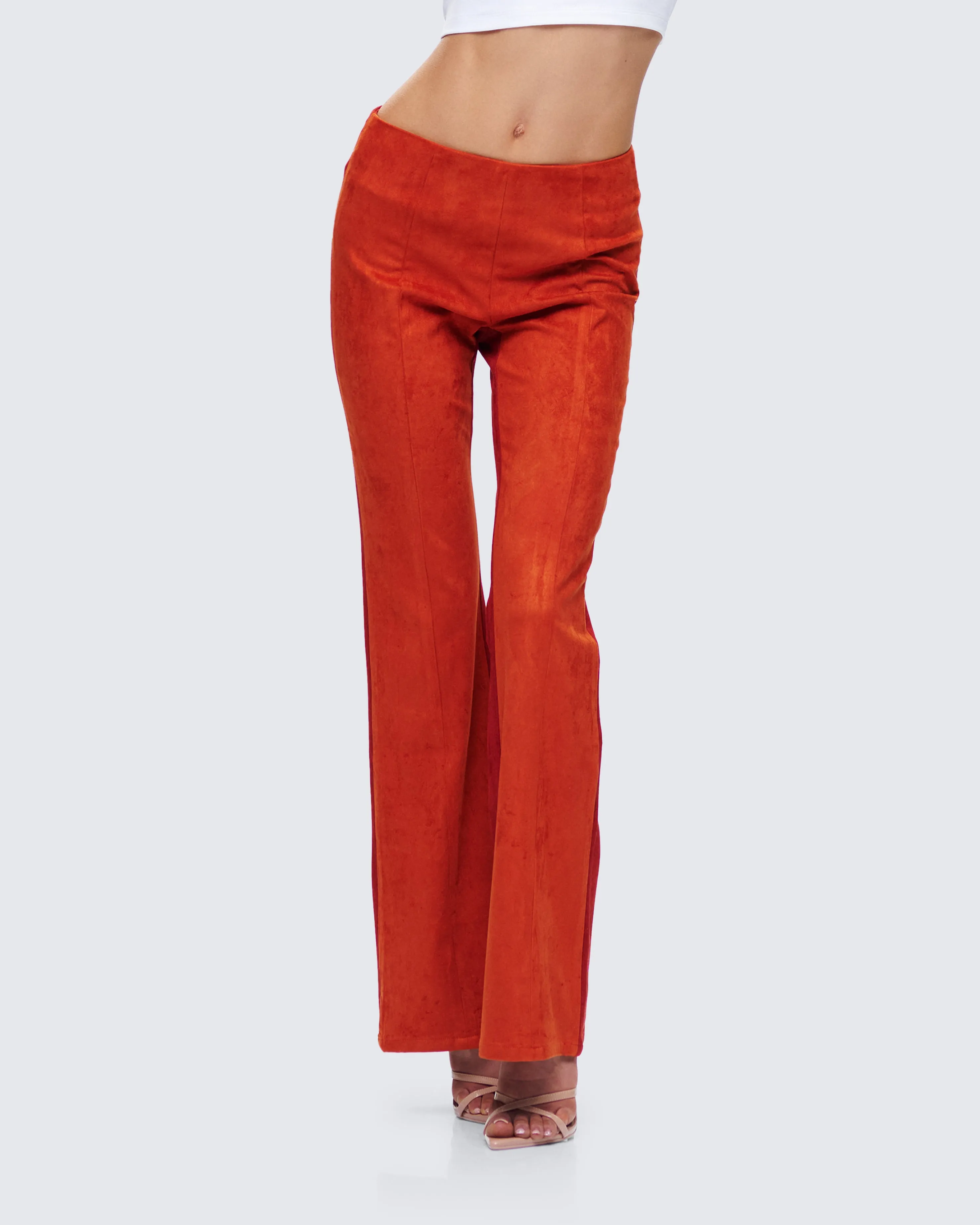 Emi Two Tone Orange Faux Suede Pant