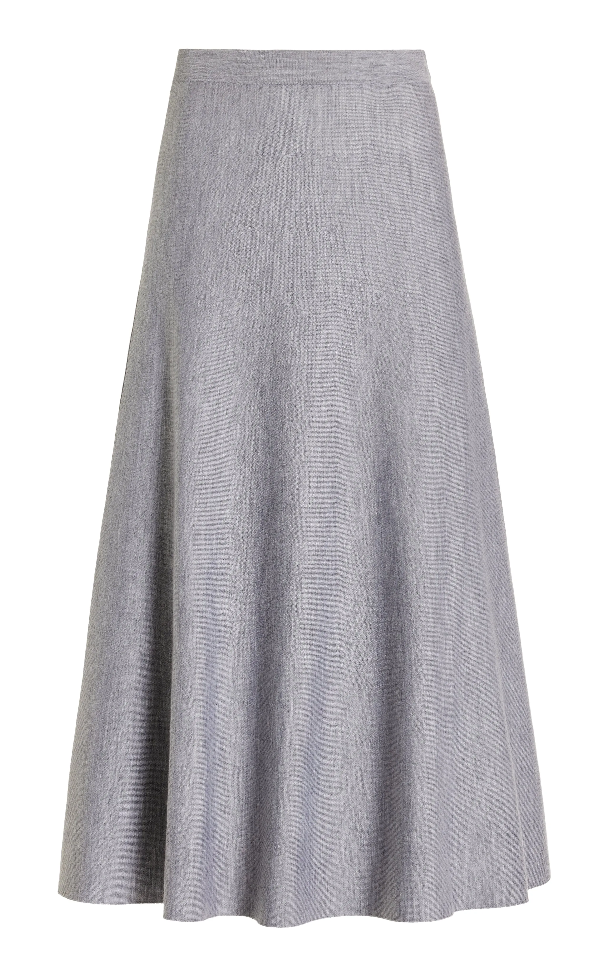 Freddie Knit Midi Skirt in Heather Grey Merino Wool Cashmere