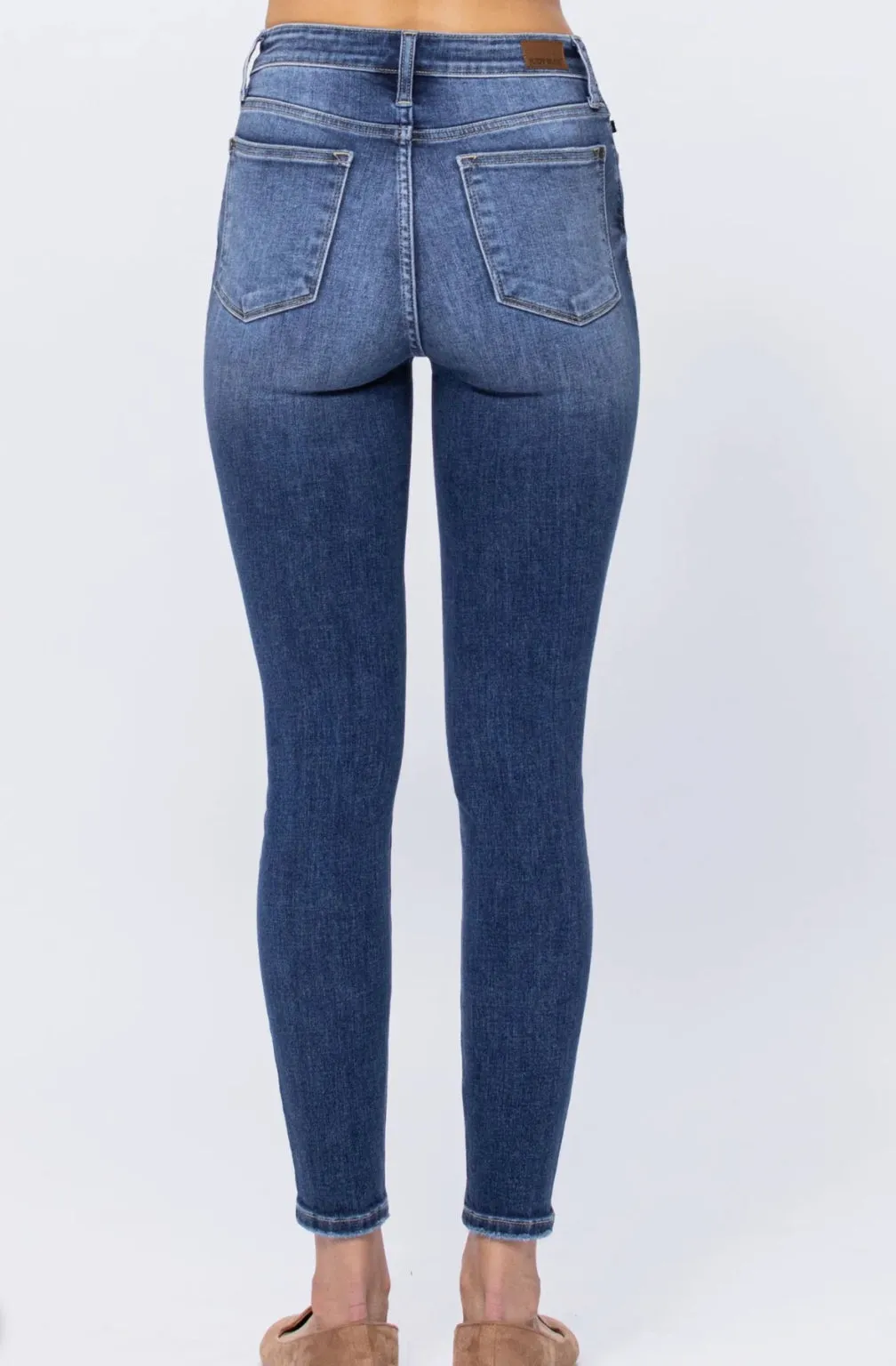 High Rise Button Fly Skinny Jeans