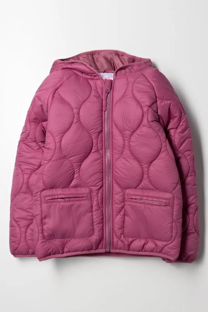 Hooded Puffer Jacket Purple