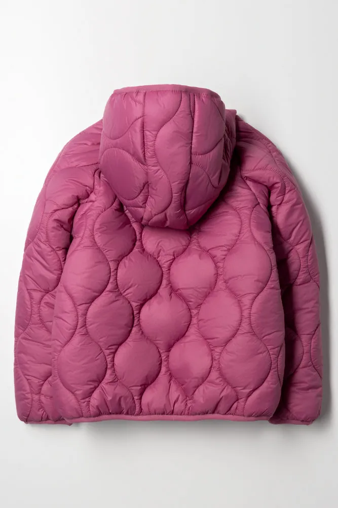 Hooded Puffer Jacket Purple