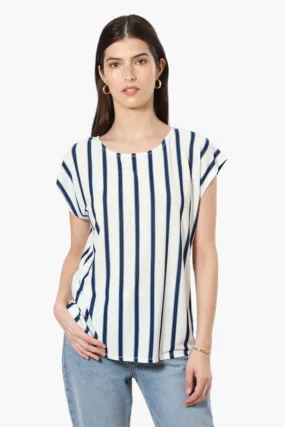 Impress Striped Cap Sleeve Blouse - Cream