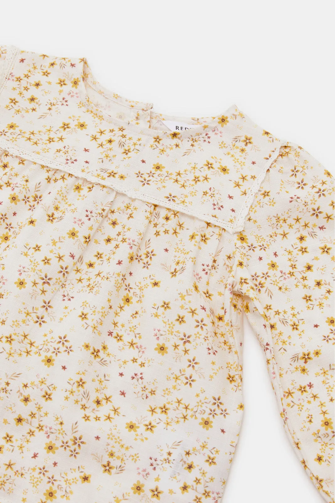 Infant Girls Cream Floral Print Blouse