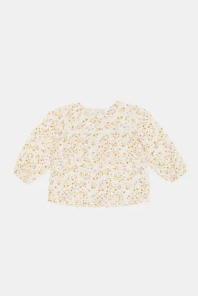 Infant Girls Cream Floral Print Blouse