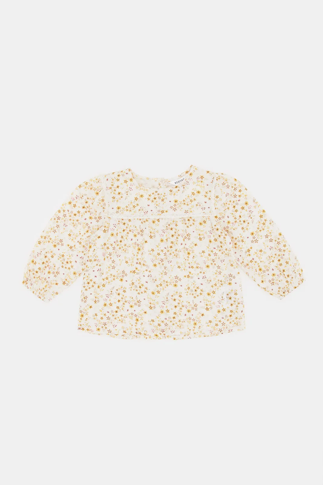 Infant Girls Cream Floral Print Blouse