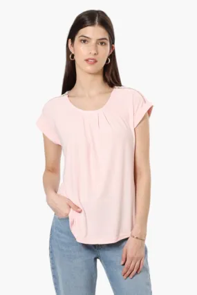 International INC Company Zip Shoulder Cap Sleeve Blouse - Blush