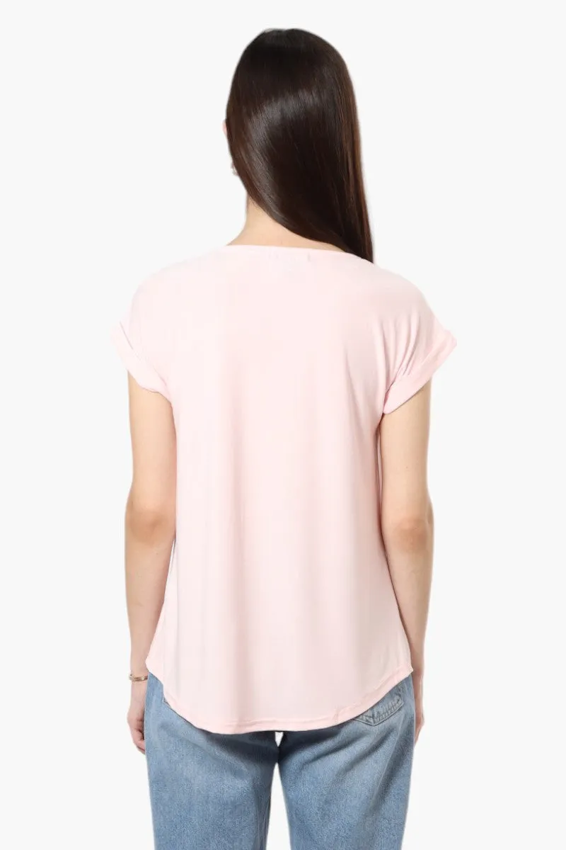 International INC Company Zip Shoulder Cap Sleeve Blouse - Blush