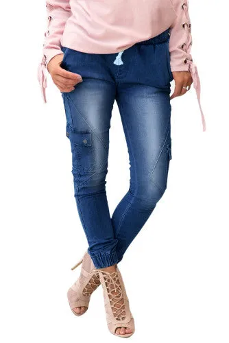 Kaitlyn drawstring denim joggers