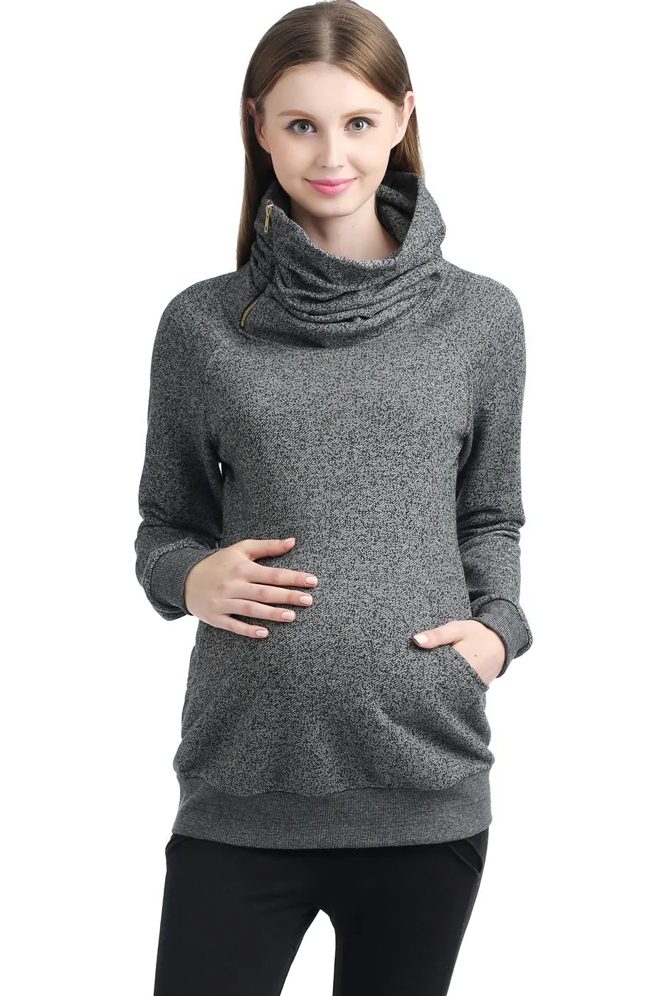 Kimi   Kai Maternity "Thea" Zip Collar Sweatshirt