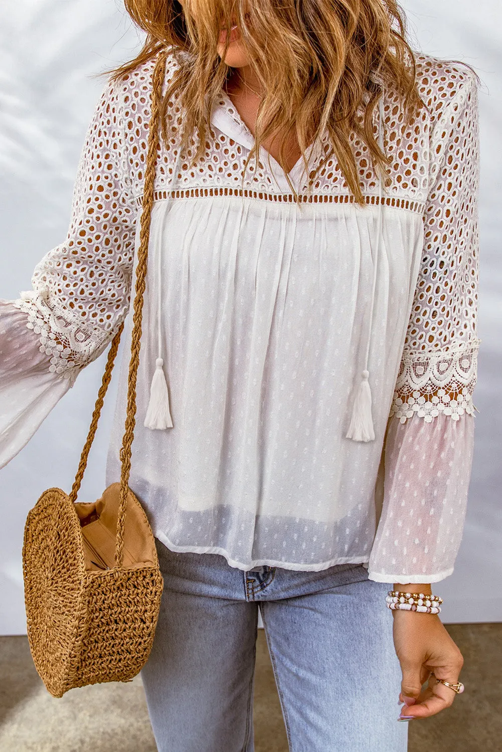 Lace Crochet Hollow Out Swiss Blouse